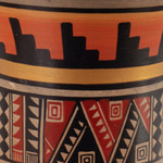 Ceramic decorative vase, 'Ayar Auca' - Kero-Shaped Geometric Ceramic Decorative Vase in Warm Hues