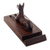 Wood phone holder, 'Legendary Companion' - Hand-Carved Polished Cedar Wood Peruvian Dog Phone Holder (image 2f) thumbail