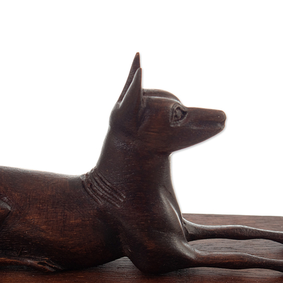 Hand-Carved Polished Cedar Wood Peruvian Dog Phone Holder - Legendary  Companion