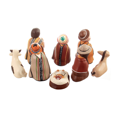 Belén de cerámica - Belén andino de cerámica tradicional pintado a mano.