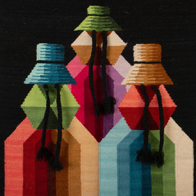 Wool tapestry, 'Andean Women' - Handloomed Colorful Modern Andean Wool Tapestry from Peru