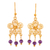 Gold-plated amethyst filigree dangle earrings, 'Purple Rosette' - Gold-Plated Filigree Dangle Earrings with Amethyst Beads thumbail