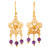 Gold-plated amethyst filigree dangle earrings, 'Purple Rosette' - Gold-Plated Filigree Dangle Earrings with Amethyst Beads