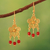 Gold-plated carnelian filigree dangle earrings, 'Red Rosette' - Gold-Plated Filigree Dangle Earrings with Carnelian Beads