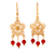 Gold-plated carnelian filigree dangle earrings, 'Red Rosette' - Gold-Plated Filigree Dangle Earrings with Carnelian Beads (image 2b) thumbail