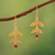 Gold-plated carnelian filigree dangle earrings, 'Vivid Leaves' - Leaf Shaped Gold-Plated Carnelian Filigree Dangle Earrings (image 2) thumbail