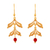 Gold-plated carnelian filigree dangle earrings, 'Vivid Leaves' - Leaf Shaped Gold-Plated Carnelian Filigree Dangle Earrings thumbail