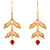 Gold-plated carnelian filigree dangle earrings, 'Vivid Leaves' - Leaf Shaped Gold-Plated Carnelian Filigree Dangle Earrings (image 2b) thumbail