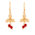 Gold-plated carnelian filigree dangle earrings, 'Red Lotus Flower' - Lotus Flower Gold-Plated Carnelian Filigree Dangle Earrings