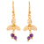 Gold-plated amethyst filigree dangle earrings, 'Purple Lotus Flower' - Lotus Flower Gold-Plated Amethyst Filigree Dangle Earrings thumbail