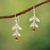 Carnelian filigree dangle earrings, 'Splendid Leaves' - Leaf Shaped 925 Silver Carnelian Filigree Dangle Earrings