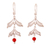 Carnelian filigree dangle earrings, 'Splendid Leaves' - Leaf Shaped 925 Silver Carnelian Filigree Dangle Earrings
