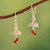 Carnelian filigree dangle earrings, 'Silver Lotus Flower' - 925 Silver Filigree Dangle Earrings with Carnelian Beads (image 2) thumbail