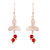 Carnelian filigree dangle earrings, 'Silver Lotus Flower' - 925 Silver Filigree Dangle Earrings with Carnelian Beads thumbail