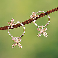 Sterling silver filigree dangle earrings, 'Bewitching Flowers' - Polished Sterling Silver Floral Filigree Dangle Earrings