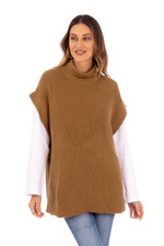 Alpaca blend vest, 'Noble Ginger' - Striped Soft Ginger Alpaca Blend Vest & Cape from Peru