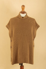Alpaca blend vest, 'Noble Ginger' - Striped Soft Ginger Alpaca Blend Vest & Cape from Peru