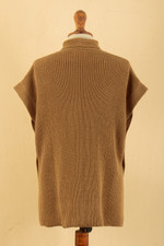 Alpaca blend vest, 'Noble Ginger' - Striped Soft Ginger Alpaca Blend Vest & Cape from Peru
