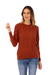 Alpaca blend pullover sweater, 'Ginger Bonds' - Soft Striped Ginger Alpaca Blend Pullover Sweater