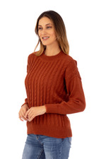 Alpaca blend pullover sweater, 'Ginger Bonds' - Soft Striped Ginger Alpaca Blend Pullover Sweater