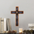 Sodalite and copper wall cross, 'Heroism Cross' - Copper and Bronze Wood Wall Cross with Sodalite Accents