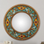 Reverse-painted glass wall mirror, 'Forest Manor' - Floral Round Reverse-Painted Glass Wall Mirror in Turquoise