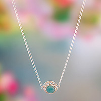 Amazonite pendant necklace, 'Green Serenity' - Polished Sterling Silver and Amazonite Pendant Necklace