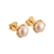 Gold-plated cultured pearl stud earrings, 'Golden Moonshine Charm' - 18k Gold-Plated Stud Earrings with White Cultured Pearls