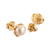 Gold-plated cultured pearl stud earrings, 'Golden Moonshine Charm' - 18k Gold-Plated Stud Earrings with White Cultured Pearls