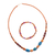 Schmuckset aus Keramikperlen - Blaue und lila Keramikperlen-Halskette und Stretch-Armband