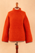 Alpaca blend funnel neck sweater, 'Sumptuous Warmth in Orange' - Funnel Neck Alpaca Blend Sweater in Orange and Grey Hues