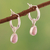 Rhodonite dangle hoop earrings, 'Luminous Compassion' - High-Polished Sterling Silver Rhodonite Dangle Hoop Earrings (image 2) thumbail