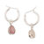 Rhodonite dangle hoop earrings, 'Luminous Compassion' - High-Polished Sterling Silver Rhodonite Dangle Hoop Earrings (image 2b) thumbail