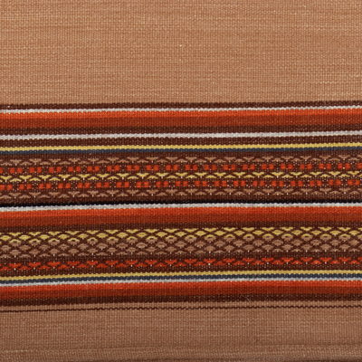 Überwurfdecke aus Alpaka-Mischgewebe - Handgewebte Überwurfdecke aus brauner und orangefarbener Alpakamischung