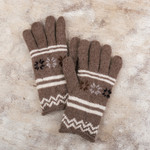 Alpaca blend gloves, 'Taupe Scapes' - Handwoven Light Taupe and Ivory Alpaca Blend Gloves