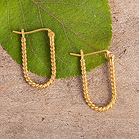 Gold-plated hoop earrings, 'Beaming'