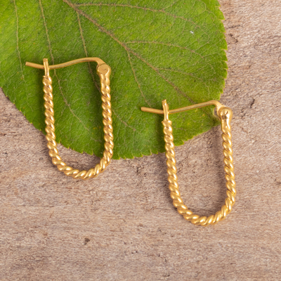 Gold-plated hoop earrings, 'Beaming' - 18k Gold-Plated Hoop Earrings in a High Polish Finish