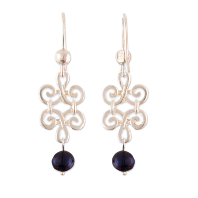 Cultured pearl dangle earrings, 'Chic Splendor' - Sterling Silver Swirl Dangle Earrings with Cultured Pearls