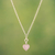 Rose quartz pendant necklace, 'Tiny Hearts' - Sterling Silver Heart Pendant Necklace with Rose Quartz