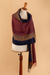 100% baby alpaca shawl, 'Tricolor' - Hand-Woven Striped Fringed Orange 100% Baby Alpaca Shawl (image 2c) thumbail