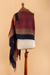 100% baby alpaca shawl, 'Tricolor' - Hand-Woven Striped Fringed Orange 100% Baby Alpaca Shawl (image 2d) thumbail