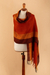 100% baby alpaca scarf, 'Huancayo Sunset' - Hand-Woven Striped Fringed Orange 100% Baby Alpaca Scarf (image 2b) thumbail
