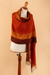 100% baby alpaca scarf, 'Huancayo Sunset' - Hand-Woven Striped Fringed Orange 100% Baby Alpaca Scarf (image 2c) thumbail