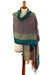 100% baby alpaca shawl, 'Watercolors' - Hand-Woven Striped Fringed 100% Baby Alpaca Shawl from Peru thumbail