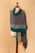 100% baby alpaca shawl, 'Watercolors' - Hand-Woven Striped Fringed 100% Baby Alpaca Shawl from Peru (image 2b) thumbail