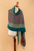 100% baby alpaca shawl, 'Watercolors' - Hand-Woven Striped Fringed 100% Baby Alpaca Shawl from Peru (image 2c) thumbail