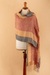 100% baby alpaca shawl, 'Deserts' - Hand-Woven Striped Orange and Yellow 100% Baby Alpaca Shawl (image 2b) thumbail
