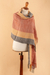 100% baby alpaca shawl, 'Deserts' - Hand-Woven Striped Orange and Yellow 100% Baby Alpaca Shawl (image 2c) thumbail