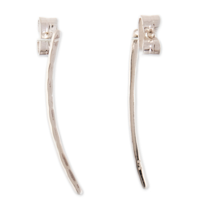 Sterling silver climber earrings, 'Shiny Finesse' - Modern Sterling Silver Climber Earrings in a Polished Finish