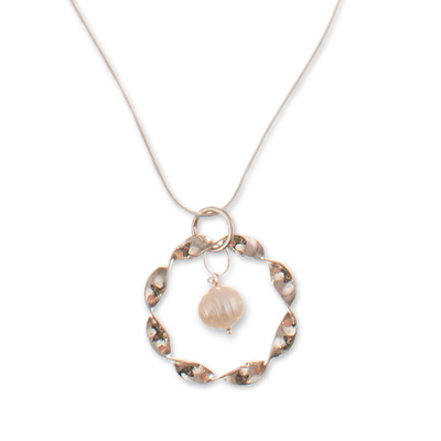 collar con colgante de perlas cultivadas - Collar con colgante de plata de ley con perla cultivada